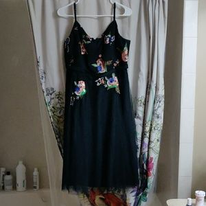 Black Petite Embellished Bodice Tulle Midi dress
